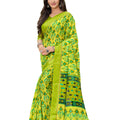 DRAVINAM Trends Women's Woven Kota Cotton Printed Check Saree with Satin Border and Blouse Piece (Parrot Green)