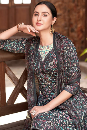 DRAVINAM Trends Women's Digital Printed Pashmina Unstitched Salwar Suit Dress Material with Nazneen Printed Dupatta