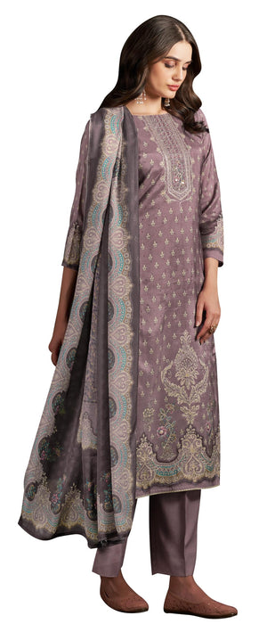DRAVINAM Trends Women's Unstitched Maslin Salwar Suit Dress Material - Pure Bemberg Maslin Aari Work Kameez II Rayon Unstitch Bottoms II Viscose Maslin Digital Prints Dupatta