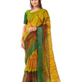 DRAVINAM Trends Women's Khadi Organza Saree With Blouse Piece (WS_8_Light Green, Dark Green)
