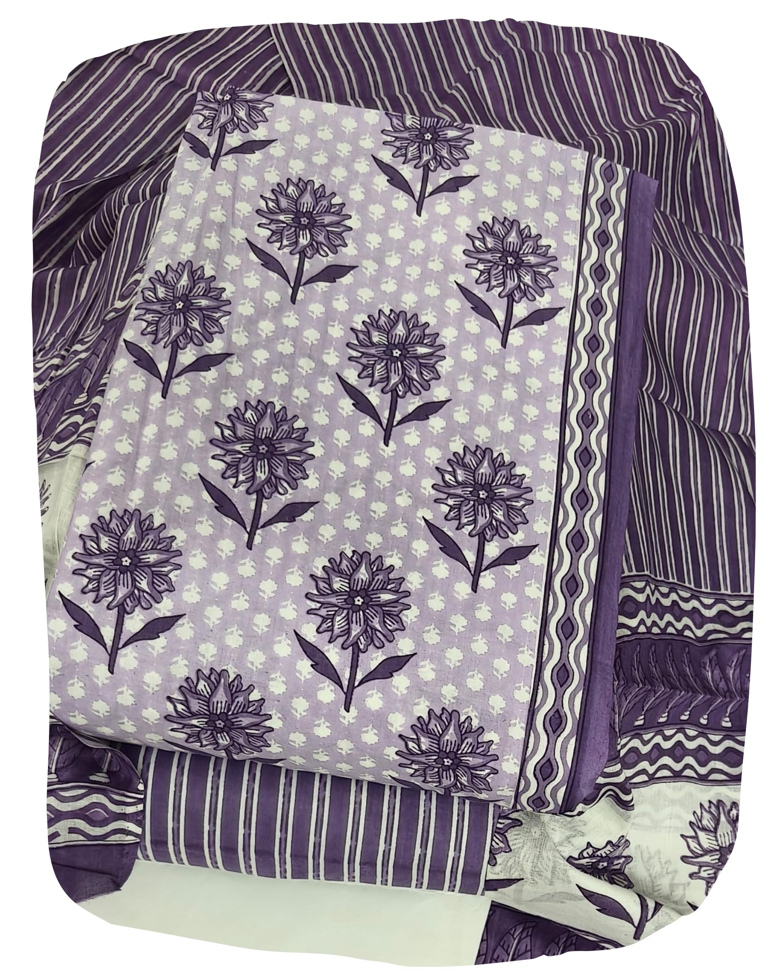 DRAVINAM Trends Jaipuri Print Cambric Cotton Unstitched Salwar Suit Dress Material for Women with Mulmul Cotton Dupatta
