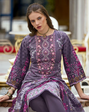 DRAVINAM Trends Women's Unstitched Pakistani Digital Print Embroidered Pure Cotton Salwar Suit Dress Materials with Cotton Embroidered Cutwork Dupatta