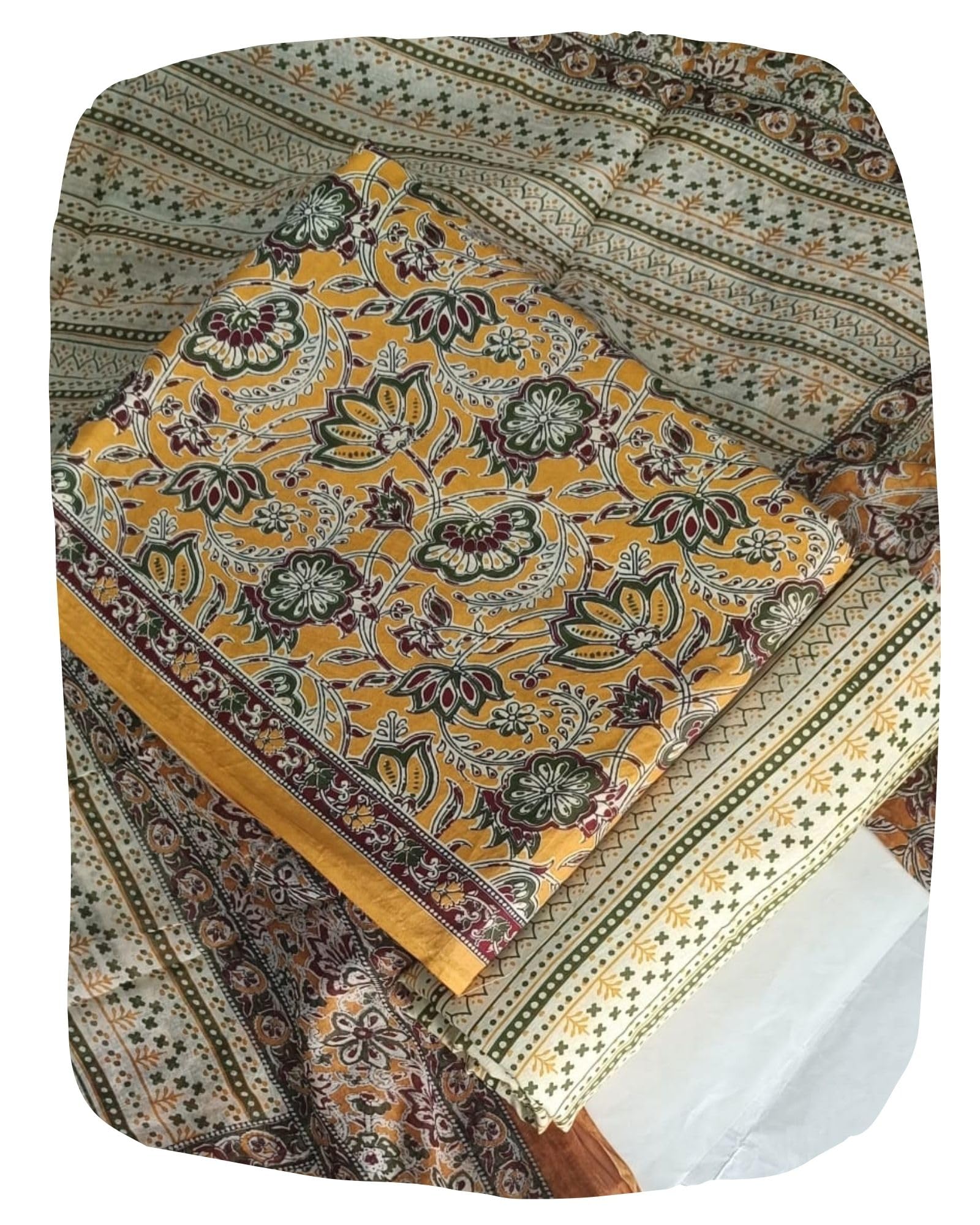 DRAVINAM Trends Jaipuri Print Cambric Cotton Unstitched Salwar Suit Dress Material for Women with Mulmul Cotton Dupatta