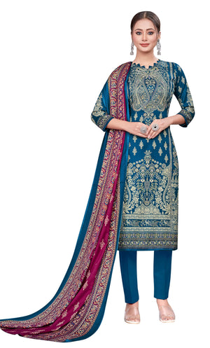 DRAVINAM Trends Printed Pashmina Unstitch Salwar Suit Dress Material with Printed Shawl Dupatta