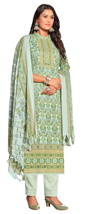 DRAVINAM Trends Women's Unstitched Dobby Print Woollen Pashmina Salwar Suit Dress Material with Pashmina Printed Shawl Dupatta (Free Size) (Mauve)