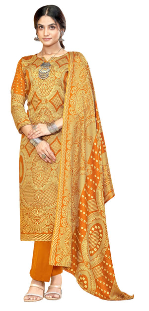 DRAVINAM Trends Women Unstitch Printed Pashmina Suit Dress Material I Digital style Printed Pashmia Top| Pure Pashmina Spun Dyed Bottoms | Luxurious Pure Woolen Shawl Dupatta with Piko work
