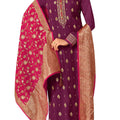DRAVINAM Trends Women's Dola Jacquard Double Zari Embroidered Unstitched Salwar Suit Dress Material with Dola Jacquard Double Jari Heavy Dupatta (Maroon)