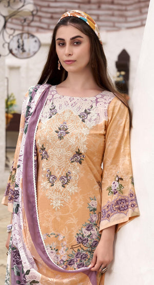 DRAVINAM Trends Women's Unstitched Salwar Suit Dress Material - Cotton Digital Printed Organza Embroidered Kameez II Unstitch Bottoms II Cotton Dupatta