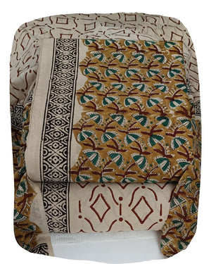 DRAVINAM Trends Women's Jaipuri Pure Cotton Handmade Floral Block Bagh Print Unstitched Dress Material Set with Dupatta (Top, Bottom, and Dupatta Fabric)
