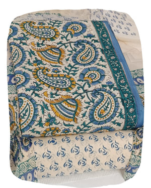 DRAVINAM Trends Hand Block Print Cambric Cotton Unstitched Salwar Suit Set for Women with Pure Chiffon Hand Printed Dupatta