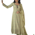 DRAVINAM Trends Women's Unstitched Fancy Embroidered Pure Jam Cotton Printed Salwar Suit Dress Material with Pure Viscose Masclin embrodered Dupatta (Pastel Mehandi Green)