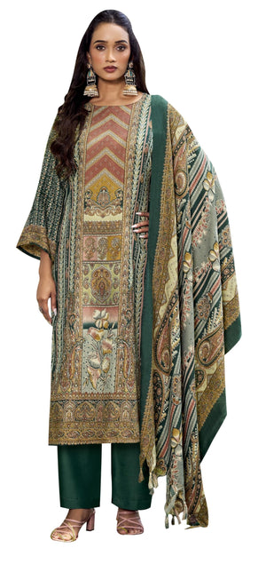 DRAVINAM Trends Women's Winter wear unstitched Printed Woollen Pashmina Salwar Suit Dress Material with Pashmina Printed Shawl Dupatta