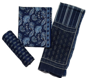 DRAVINAM Trends Jaipuri Printed Pure Cambric Unstitched Cotton Suit Dress Material with Kota Doriya Printed Dupatta
