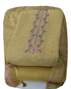 DRAVINAM Trends Women's Premium Pure Linen Floral Printed Unstitched Salwar Suit Dress Material with Dupatta