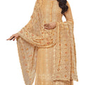DRAVINAM Trends women’s real georgette digital printed sequence embroidered unstitched salwar Suit Dress Material with pure georgette sequence embroidered dupatta (Yellow)