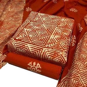 DRAVINAM Trends Unstitched Jaipuri Handmade Wax Batik Print Soft Cotton Dress Material with Dupatta