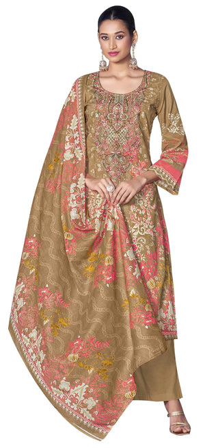 DRAVINAM Trends Women's Unstitched Premium Cambric Cotton Embroidered Suit Material