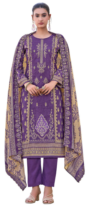 DRAVINAM Trends Women's Unstitched Premium Pure Cotton Heavy Embroidered Suit Dress Material