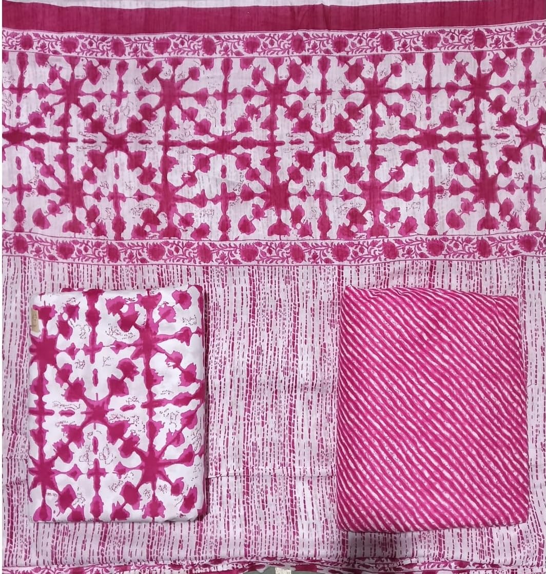 DRAVINAM Trends Jaipuri Print Cambric Cotton Unstitched Salwar Suit Dress Material for Women with Mulmul Cotton Dupatta