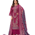 DRAVINAM Trends Women's Pure Lawn Cotton Pakistani Embroidered Suit Dress Material with Unstitched Bottoms and Cotton Dupatta