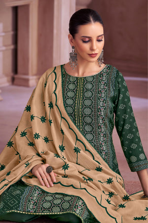 DRAVINAM Trends Women's Unstitched Rayon Salwar Suit Dress Material – Viscose Rayon Printed Hand work Top, Rayon Unstitch Bottom and Embroidered Cotton Dupatta