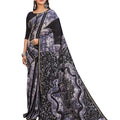 DRAVINAM Trends Women's Soft Mul Mul Cotton Jaipuri Printed Saree with Zari Border and Printed Blouse Piece (Grey)
