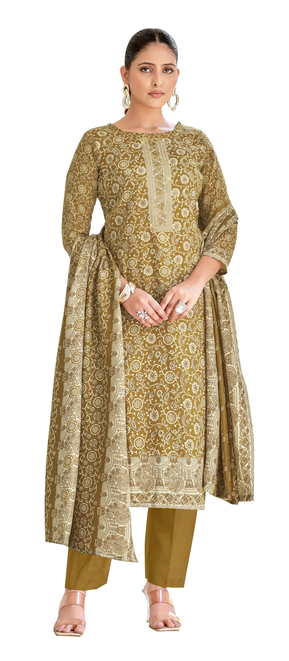 DRAVINAM Trends Pashmina Spun Digital Style Printed Unstitched Salwar Suit for Women with Twill Printed Shawl Dupatta