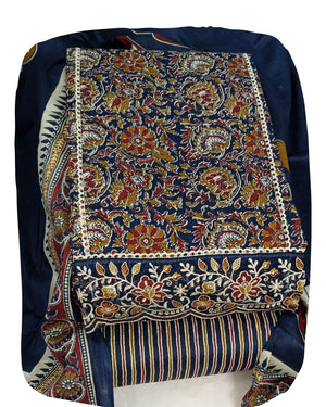 DRAVINAM Trends Women's Printed Embroidered and Hand Work Premium Cotton Jaipuri Unstitched Salwar Suit Dress Material with Mulmul Cotton Dupatta