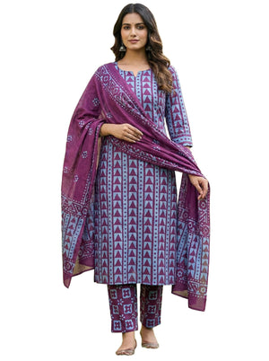 DRAVINAM Trends Hand Block Print Sanganeri Cambric Unstitched Cotton Suit Dress Material for Women with Mulmul Cotton Hand Printed Dupatta