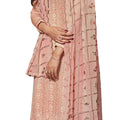 DRAVINAM Trends women’s real georgette digital printed sequence embroidered unstitched salwar Suit Dress Material with pure georgette sequence embroidered dupatta (peach)