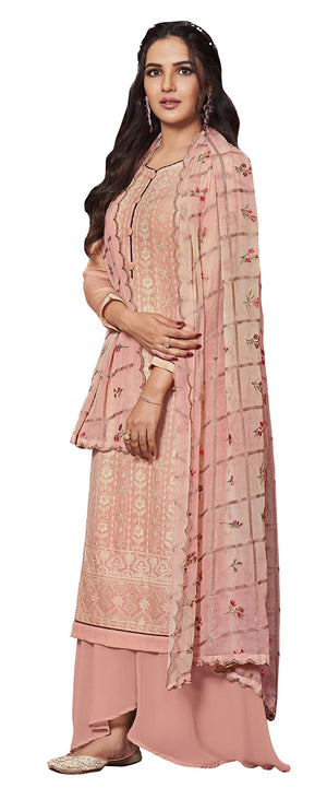 DRAVINAM Trends women’s real georgette digital printed sequence embroidered unstitched salwar Suit Dress Material with pure georgette sequence embroidered dupatta (sea green)