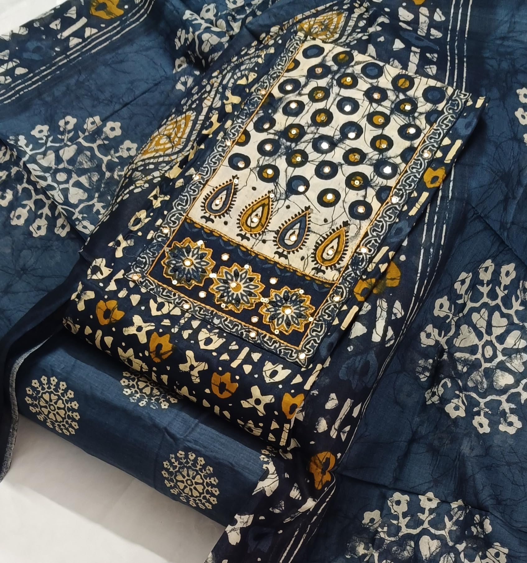 DRAVINAM Trends Women's Cambric Cotton Dress Material | Unstitch Printed Suit Set with Cotton Dupatta