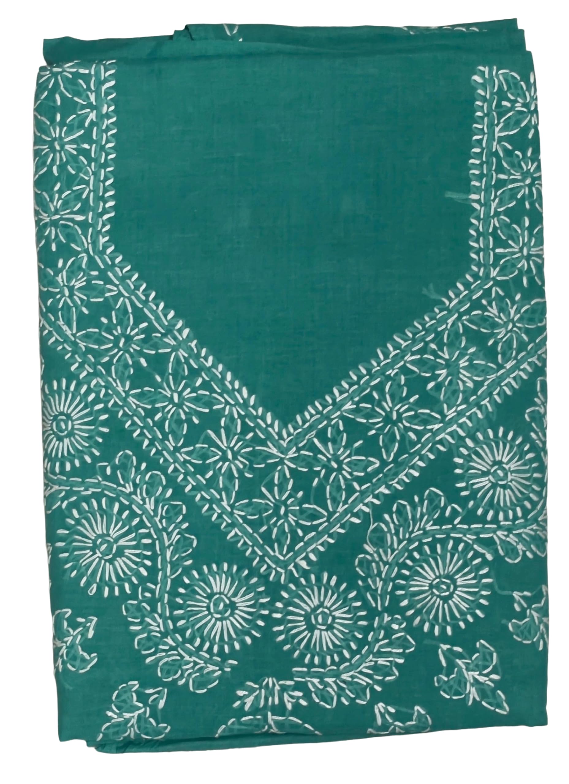 DRAVINAM Trends Women’s Cotton Unstitched Chikankari Suit Set with Dupatta & Bottom | Hand-Embroidered Lucknowi Dress Material | Premium Ethnic Wear for Women | Free Size (3-Piece)
