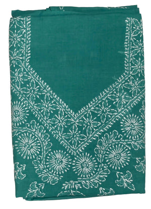 DRAVINAM Trends Women’s Cotton Unstitched Chikankari Suit Set with Dupatta & Bottom | Hand-Embroidered Lucknowi Dress Material | Premium Ethnic Wear for Women | Free Size (3-Piece)