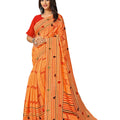 DRAVINAM Trends Women's Khadi Linen Saree With Blouse Piece (SareePN_14_Orange)