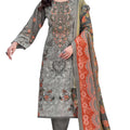DRAVINAM Trends Kurti 2.50 mtrs, PURE COTTON DYED (2.7 m),PURE LAWN MULMUL DIGITAL PRINT VOIL DUP (2.25|Dark Grey