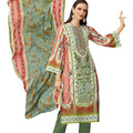 DRAVINAM Trends Women's Pakistani Print Embroidered Unstitcehd Pure Cotton Salwar Suit Dress Materials with Cotton Printed Dupatta