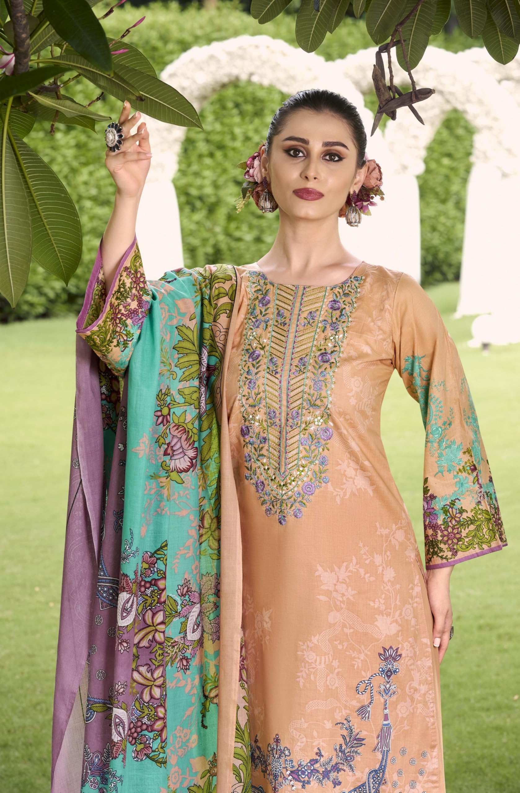 DRAVINAM Trends Women's Unstitched Pakistani Cotton Suit Dress Material