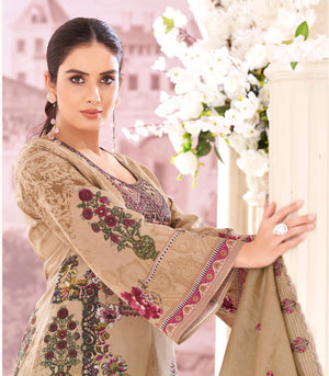 DRAVINAM Trends Unstitched Women's Pakistani Suit Material - Karachi Lawn Cotton Digital Printed Embroidered Kameez Material II Unstitched Cotton Bottoms II Printed Cotton Dupatta