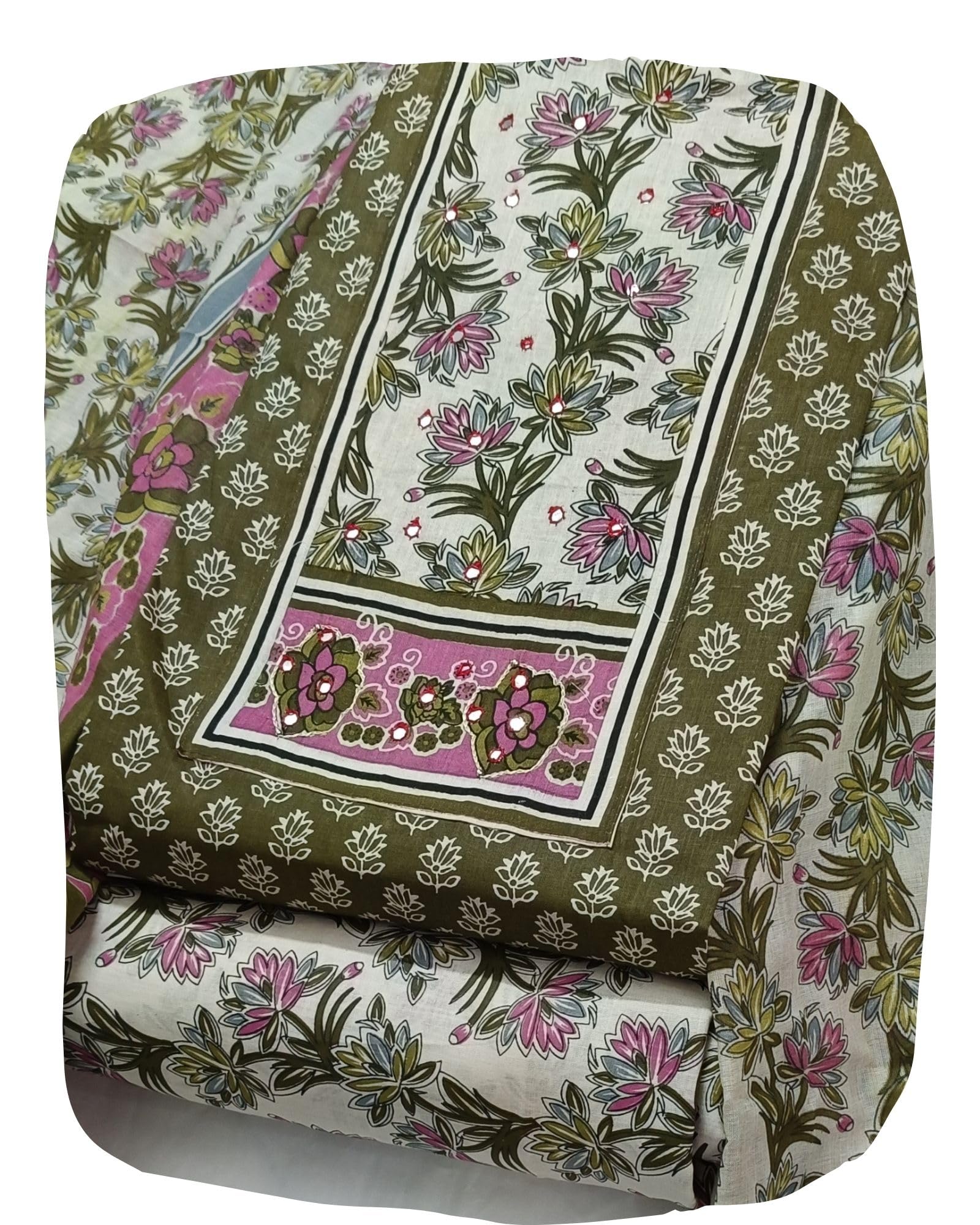 DRAVINAM Trends Women's Ethnic Pure Cotton Jaipuri Printed Unstitched Salwar Suit Dress Material with Dupatta