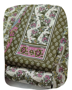 DRAVINAM Trends Women's Ethnic Pure Cotton Jaipuri Printed Unstitched Salwar Suit Dress Material with Dupatta