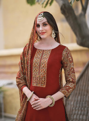 DRAVINAM Trends Women's Unstitched Salwar Suit Dress Material - Cotton Digital Printed Organza Embroidered Kameez II Unstitch Bottoms II Cotton Dupatta