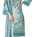 DRAVINAM Trends Printed Embroidered Pakistani Unstitched Pure Cotton Salwar Suit Dress Materials Fabric with Cotton Printed Dupatta for Women (Sky Blue)