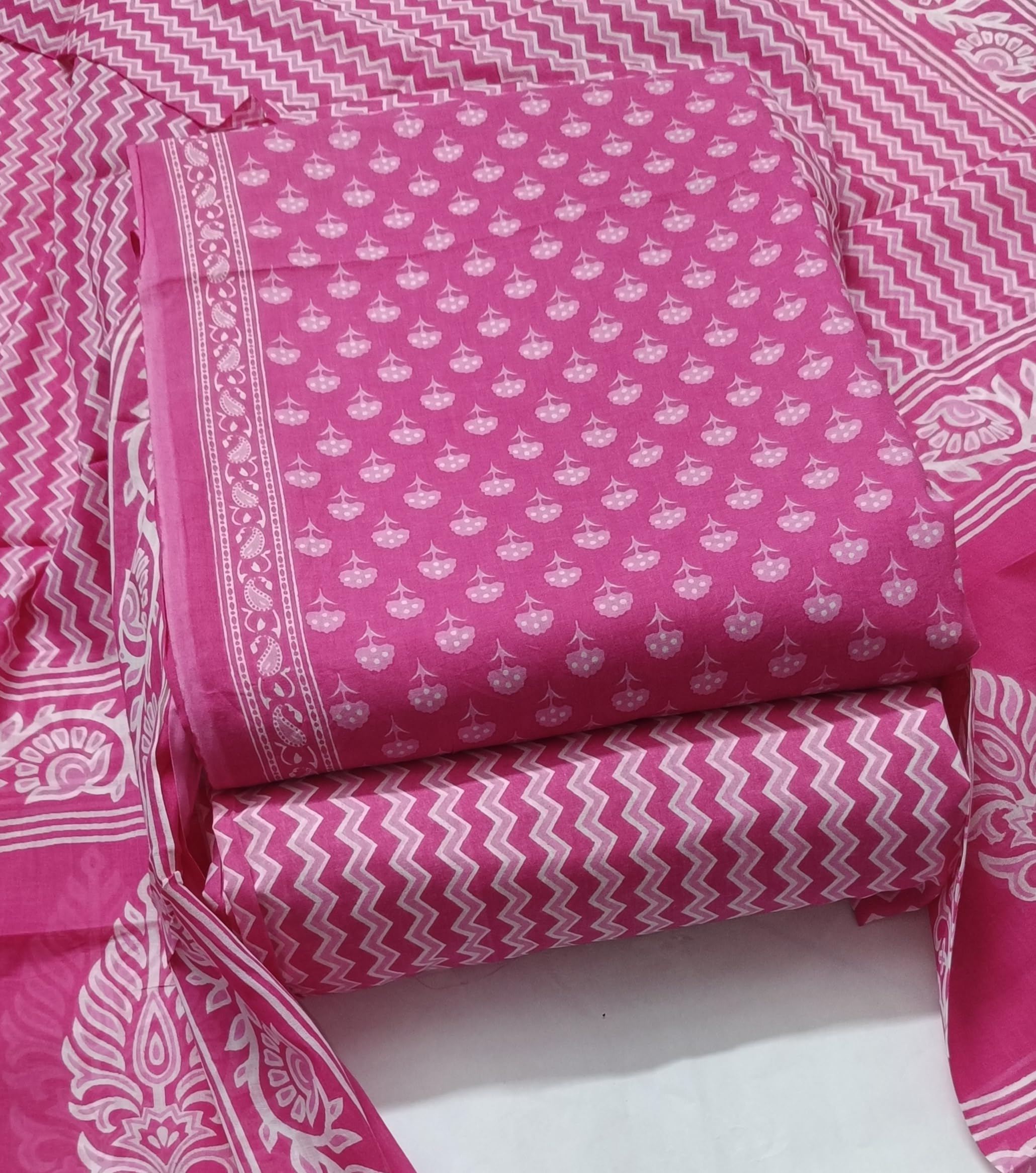 DRAVINAM Trends Jaipuri Print Cambric Cotton Unstitched Salwar Suit Dress Material for Women with Mulmul Cotton Dupatta