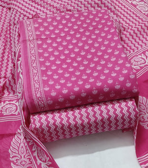 DRAVINAM Trends Jaipuri Print Cambric Cotton Unstitched Salwar Suit Dress Material for Women with Mulmul Cotton Dupatta