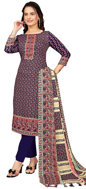 DRAVINAM Trends Women's Unstitched Winter Wear Kaani Digital Printed Heavy Woolen Pashmina Salwar Suit Dress Material with Printed Shawl Dupatta