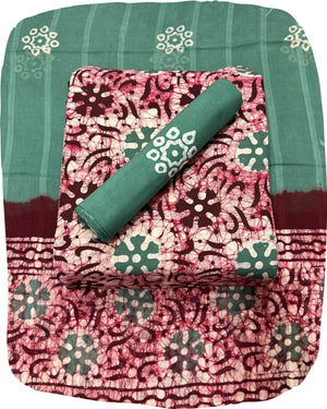 DRAVINAM Trends Unstitched Jaipuri Handmade Multicolour Wax Batik Print Soft Cotton Dress Material with Dupatta