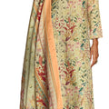 DRAVINAM Trends Women's Unstitched digital Print Woollen Pashmina hand embroidered Salwar Suit Dress Material with Wool Pashmina Digital Printed Shawl Dupatta (Green)