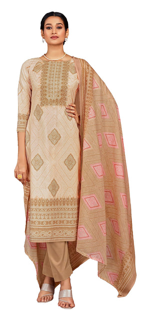 Unstitched Print Cotton Salwar Suit Dress Materials with Dupatta