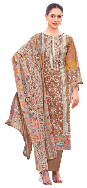 DRAVINAM Trends Women's Unstitched Salwar Suit Dress Material - Cotton Digital Printed Organza Embroidered Kameez II Unstitch Bottoms II Cotton Dupatta